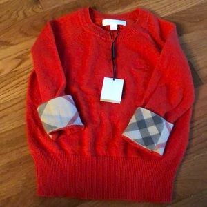 Orange red 4y Kashmir sweater for little girls